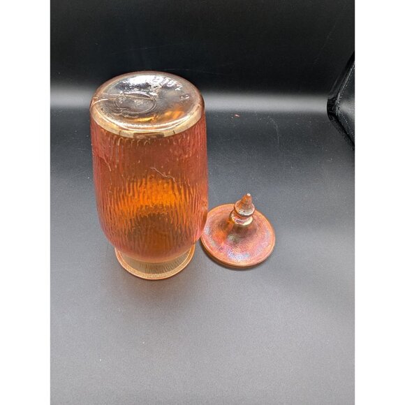 Antique Jeanette Glass Marigold Tree Bark Lidded Urn Jar - Picture 9 of 11